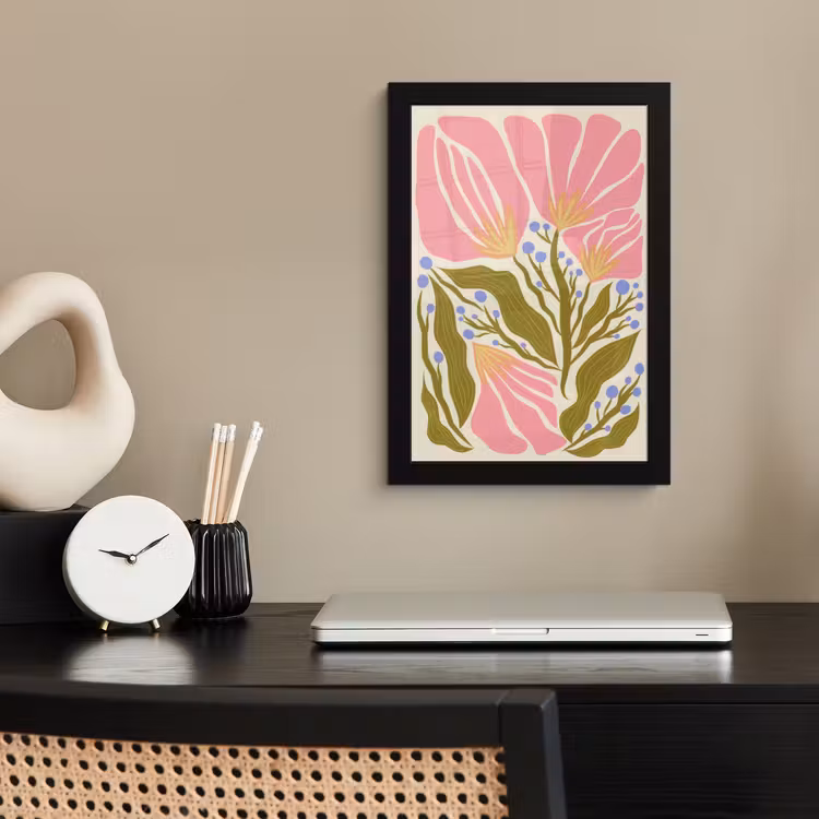 Poster met lijst - Bloemen - Bladeren - Abstract - Roze — 3