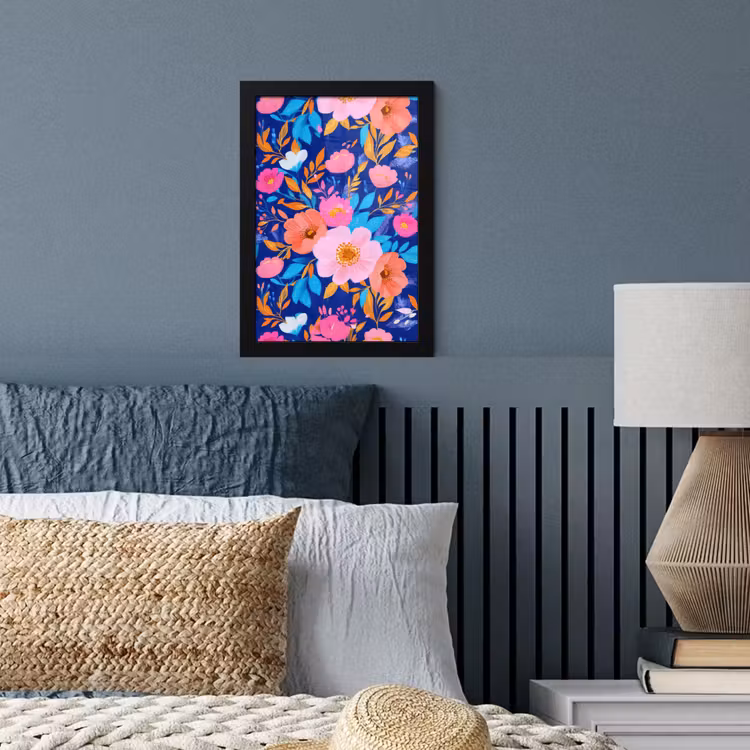 Poster met lijst - Bloemen - Blauw - Roze — 4