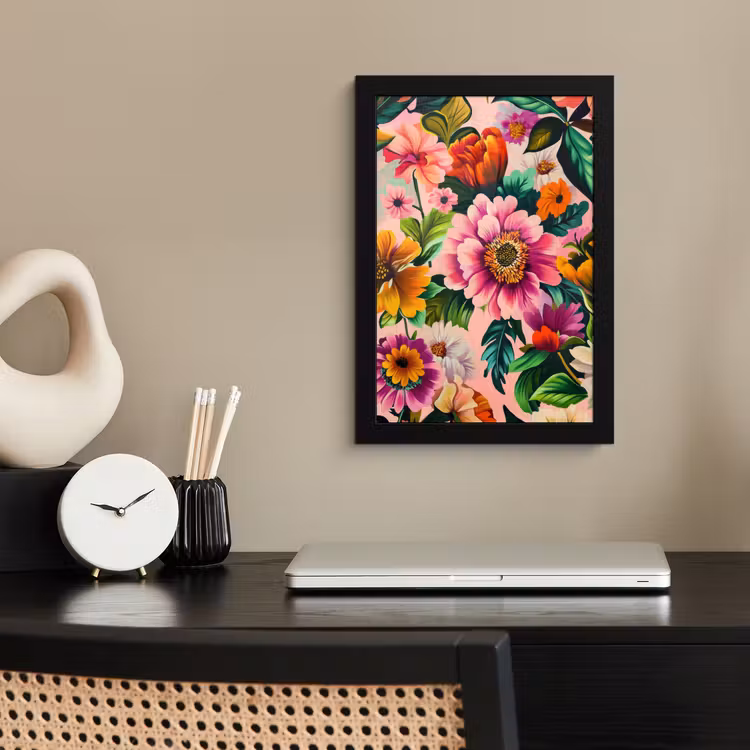 Poster met lijst - Bloemen - Kleurrijk - Roze — 3