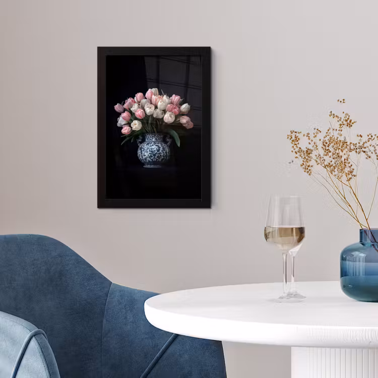 Poster met lijst - Bloemen - Roze - Tulpen - Vaas — 2