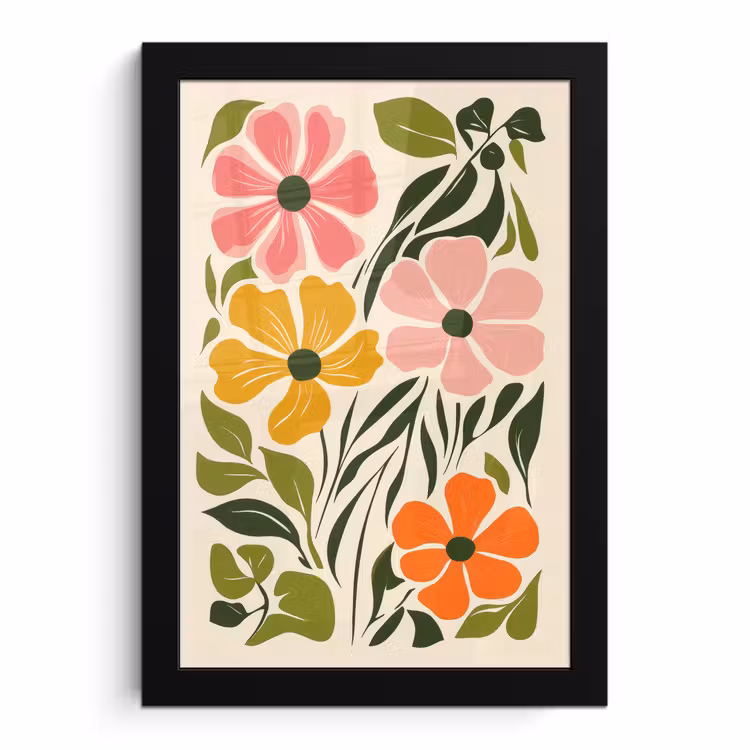 Poster met lijst - Bloemen - Speels - Kleurrijk — 1