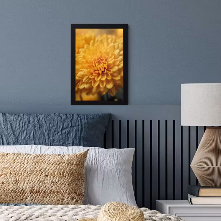 Poster met lijst - Geel - Chrysant - Zachtheid — 4