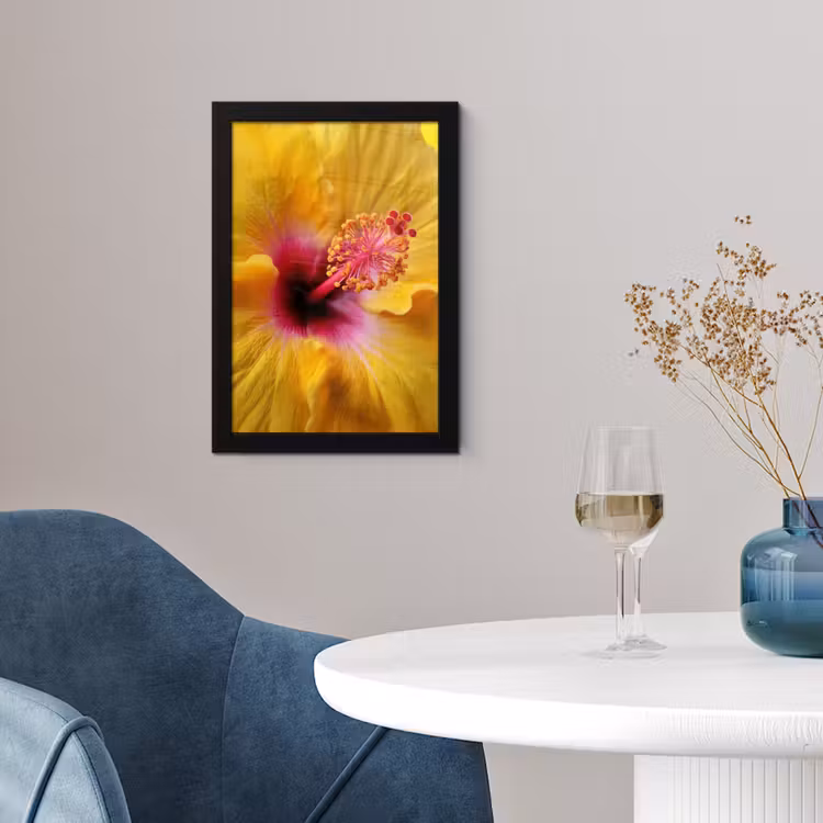 Poster met lijst - Geel - Hibiscus - Tropisch — 2