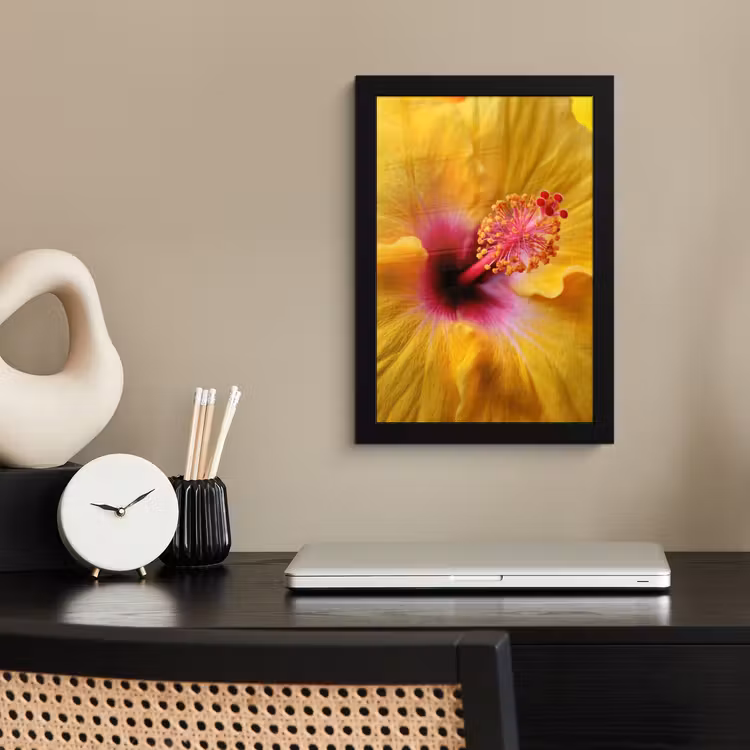 Poster met lijst - Geel - Hibiscus - Tropisch — 3