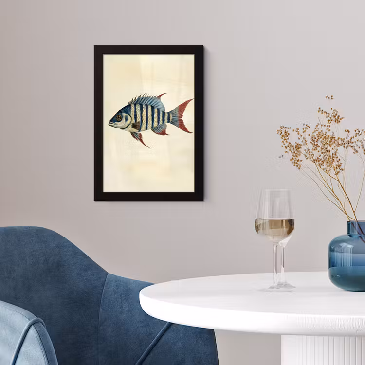 Poster met lijst - Gestreept - Donkerblauw - Rugvin - Vis — 2