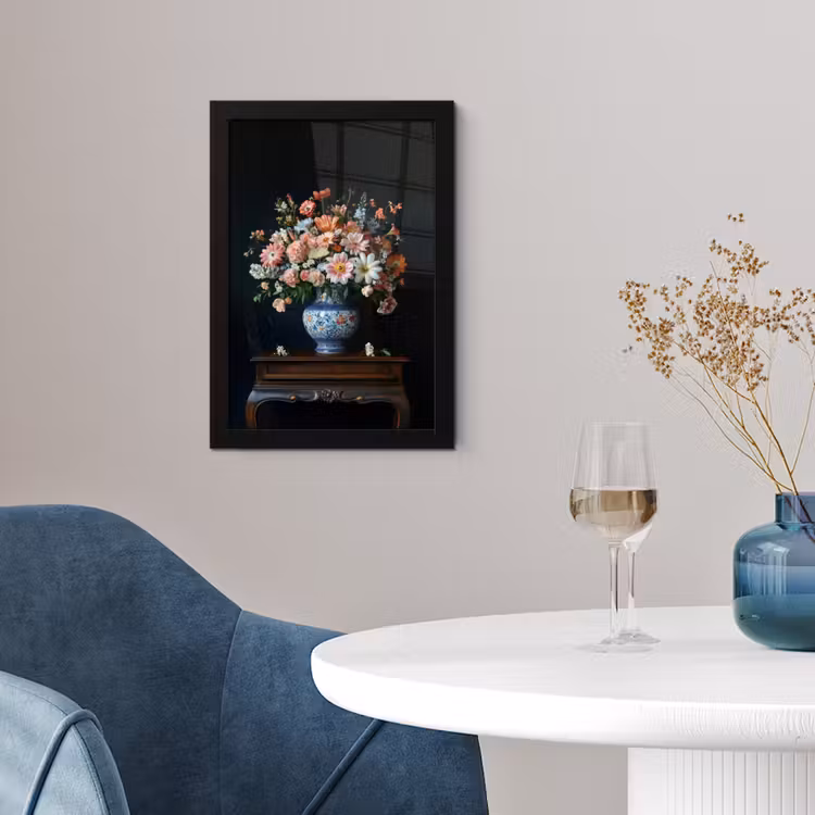 Poster met lijst - Hout - Vaas - Kleuren - Bloemen — 2
