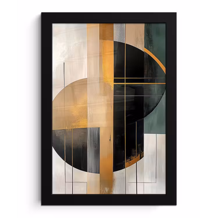 Poster met lijst - Abstract - Goud - Brons - Groen - Vormen - Modern — 1
