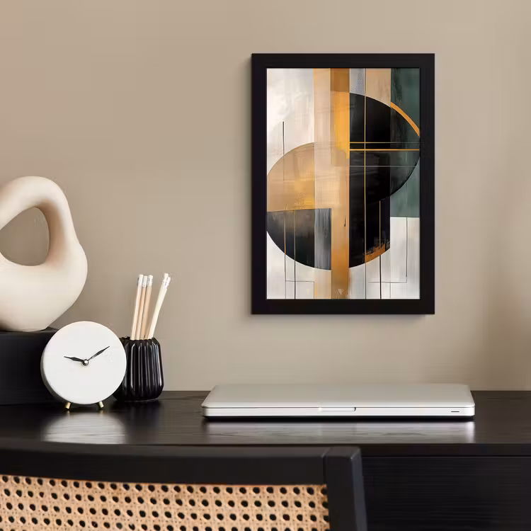 Poster met lijst - Abstract - Goud - Brons - Groen - Vormen - Modern — 3