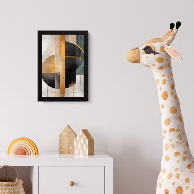 Poster met lijst - Abstract - Goud - Brons - Groen - Vormen - Modern — 5