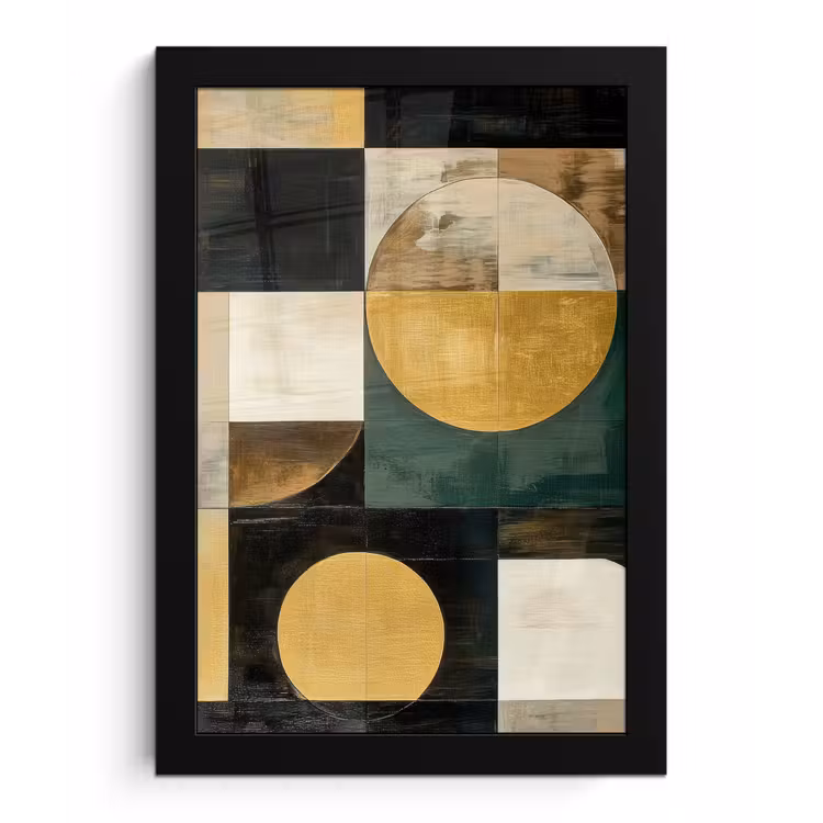 Poster met lijst - Abstract - Goud - Brons - Vormen - Geometrisch — 1