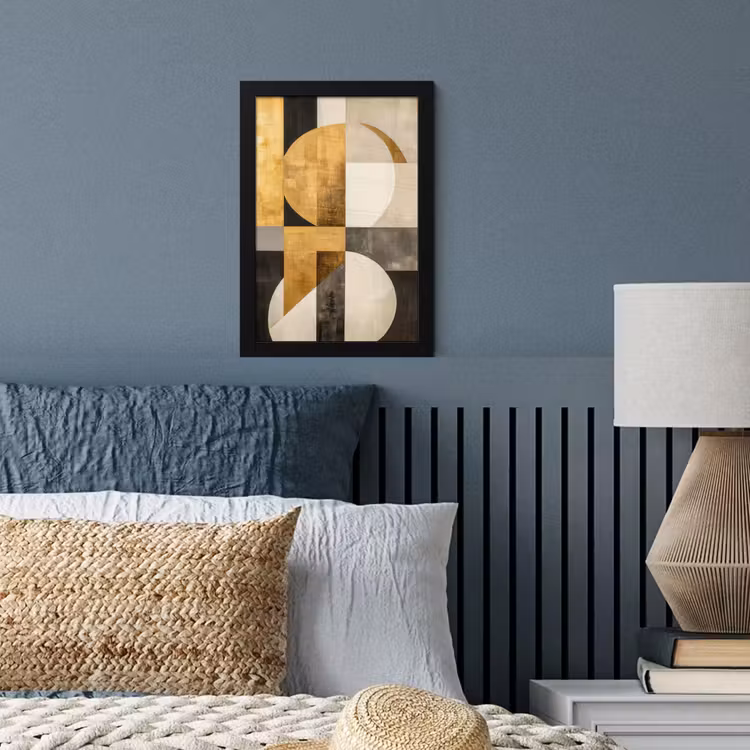 Poster met lijst - Abstract - Goud - Grijs - Vormen - Geometrisch — 4