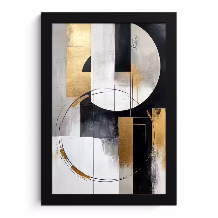 Poster met lijst - Abstract - Goud - Zilver - Vormen - Aesthetic — 1