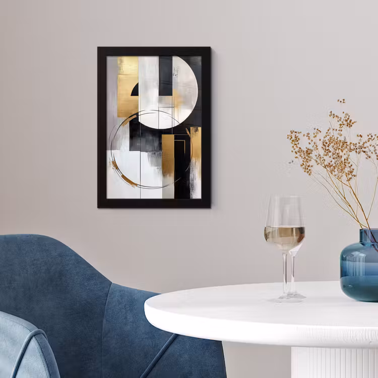 Poster met lijst - Abstract - Goud - Zilver - Vormen - Aesthetic — 2