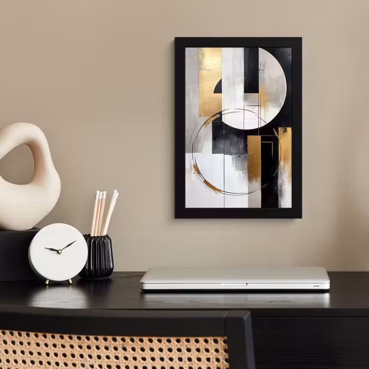 Poster met lijst - Abstract - Goud - Zilver - Vormen - Aesthetic — 3