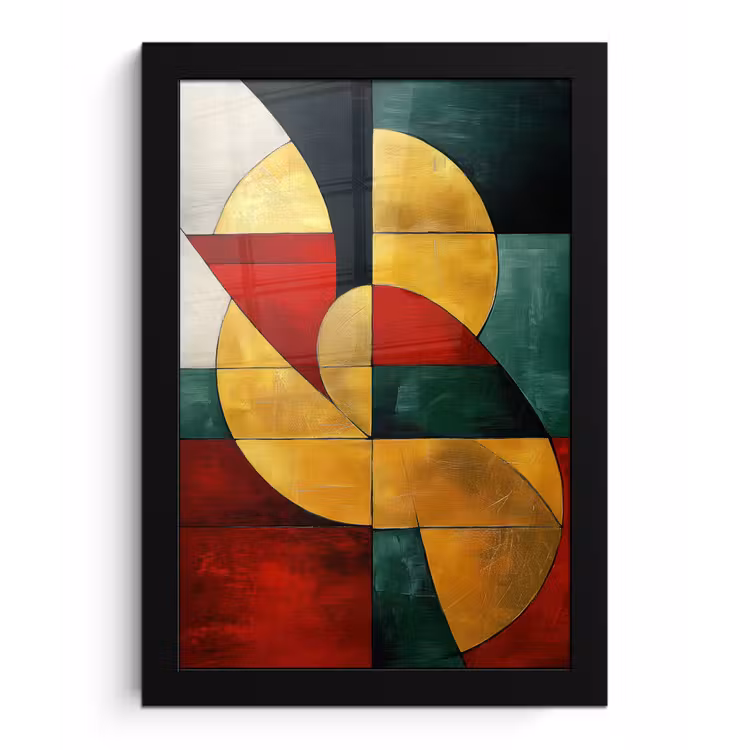 Poster met lijst - Abstract - Kerst - Goud - Rood - Groen — 1