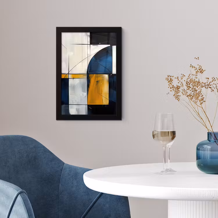 Poster met lijst - Abstract - Vormen - Goud - Blauw - Geometrisch — 2