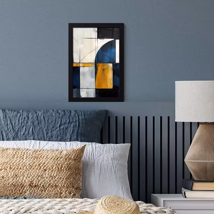 Poster met lijst - Abstract - Vormen - Goud - Blauw - Geometrisch — 4