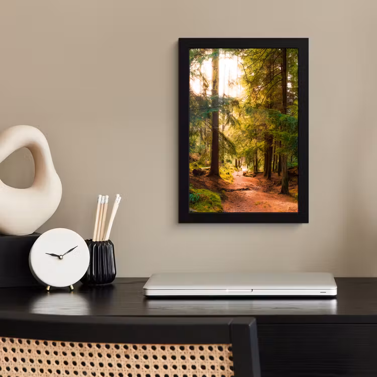 Poster met lijst - Bos - Pad - Bomen - Groen - Zon - Natuur — 3