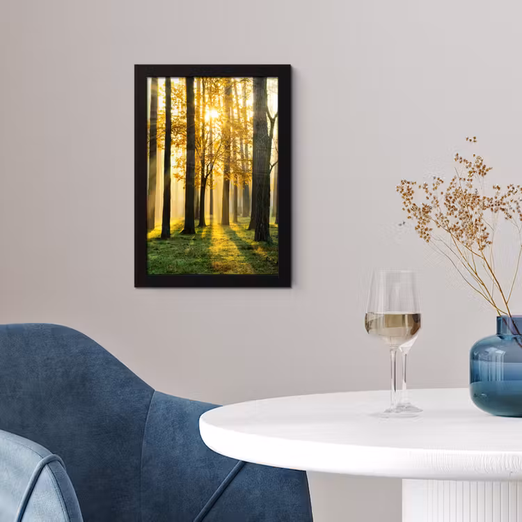 Poster met lijst - Bos - Zon - Bomen - Gras - Landschap - Natuur — 2