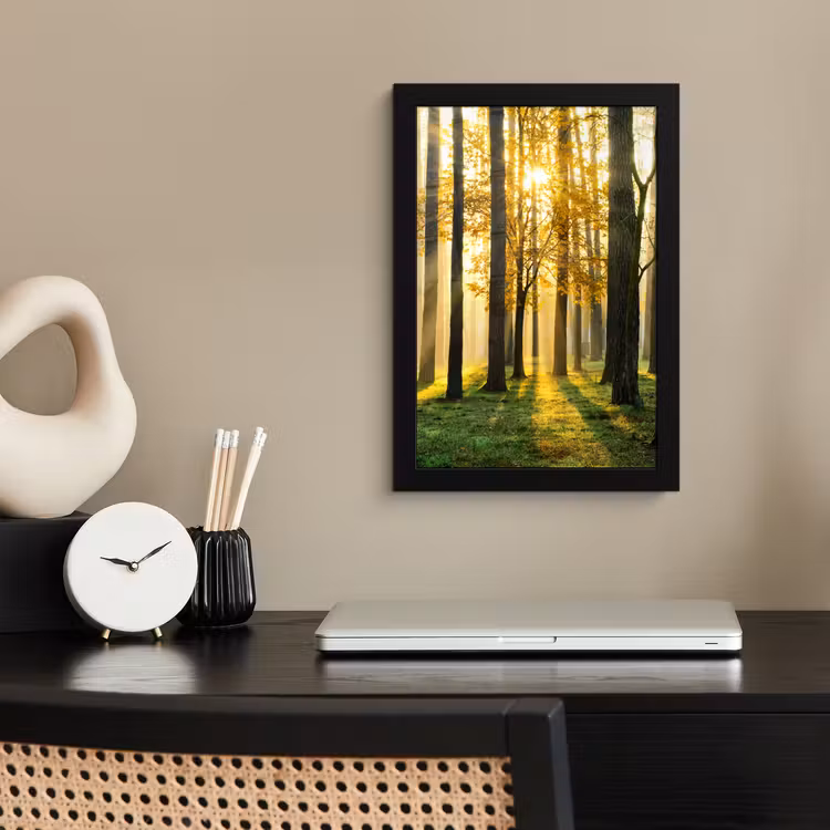 Poster met lijst - Bos - Zon - Bomen - Gras - Landschap - Natuur — 3