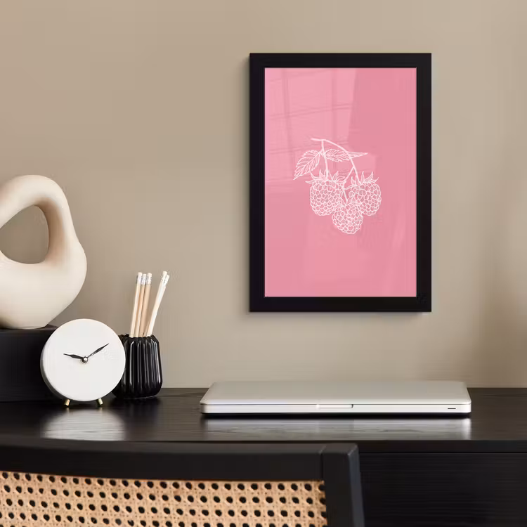 Poster met lijst - Frambozen - Steel - Getekend - Roze — 3