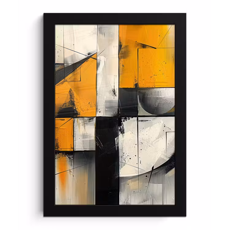 Poster met lijst - Geel - Abstract - Modern - Vormen — 1