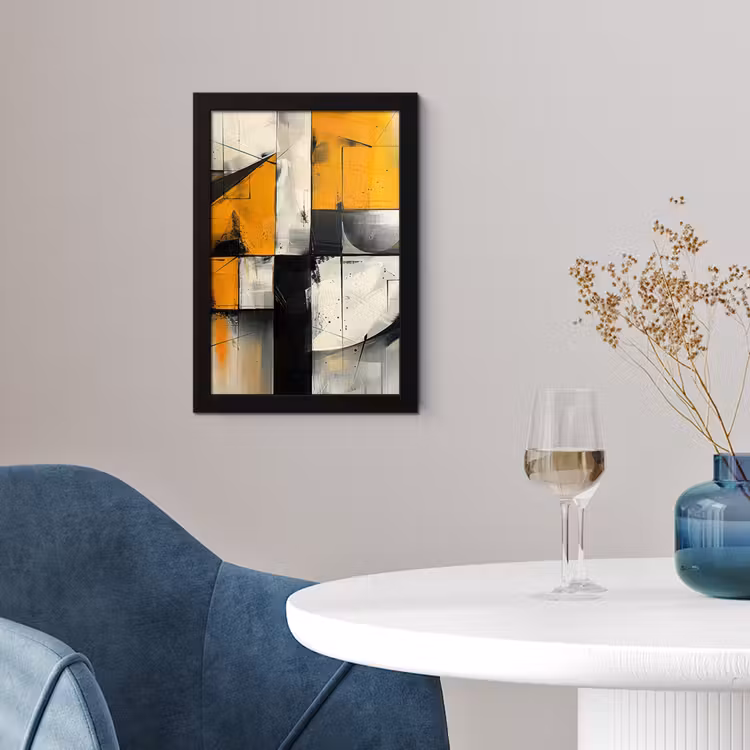Poster met lijst - Geel - Abstract - Modern - Vormen — 2