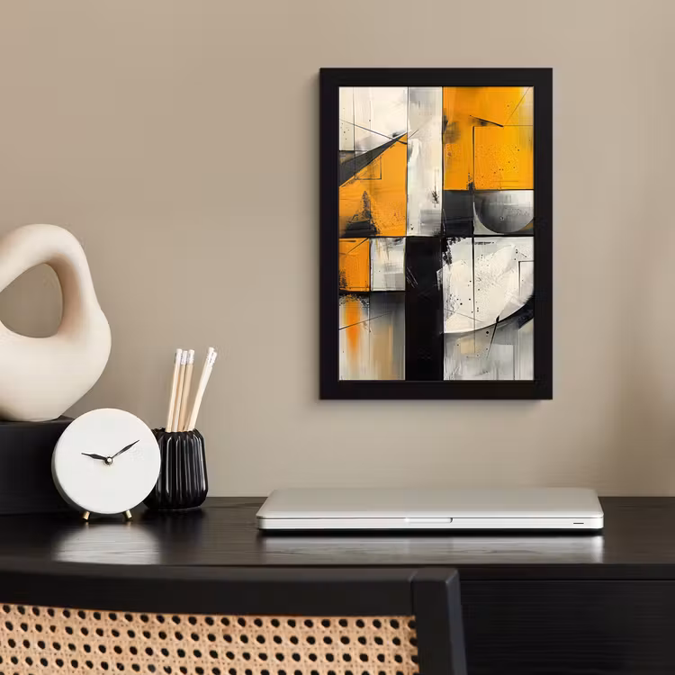 Poster met lijst - Geel - Abstract - Modern - Vormen — 3