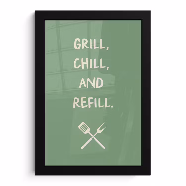 Poster met lijst - Grill - Groen - Zomer - Quote — 1