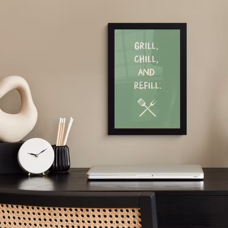 Poster met lijst - Grill - Groen - Zomer - Quote — 3