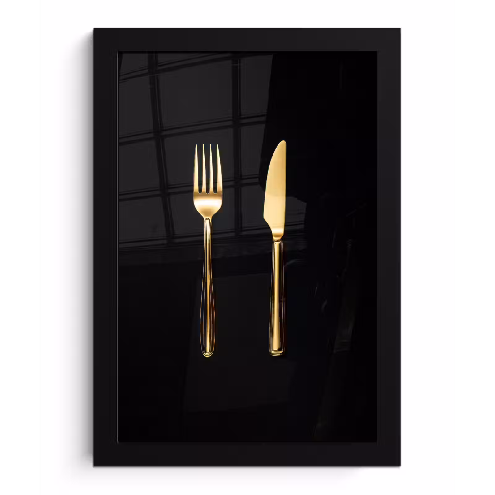 Poster met lijst - Bestek - Goud - Mes - Vork — 1