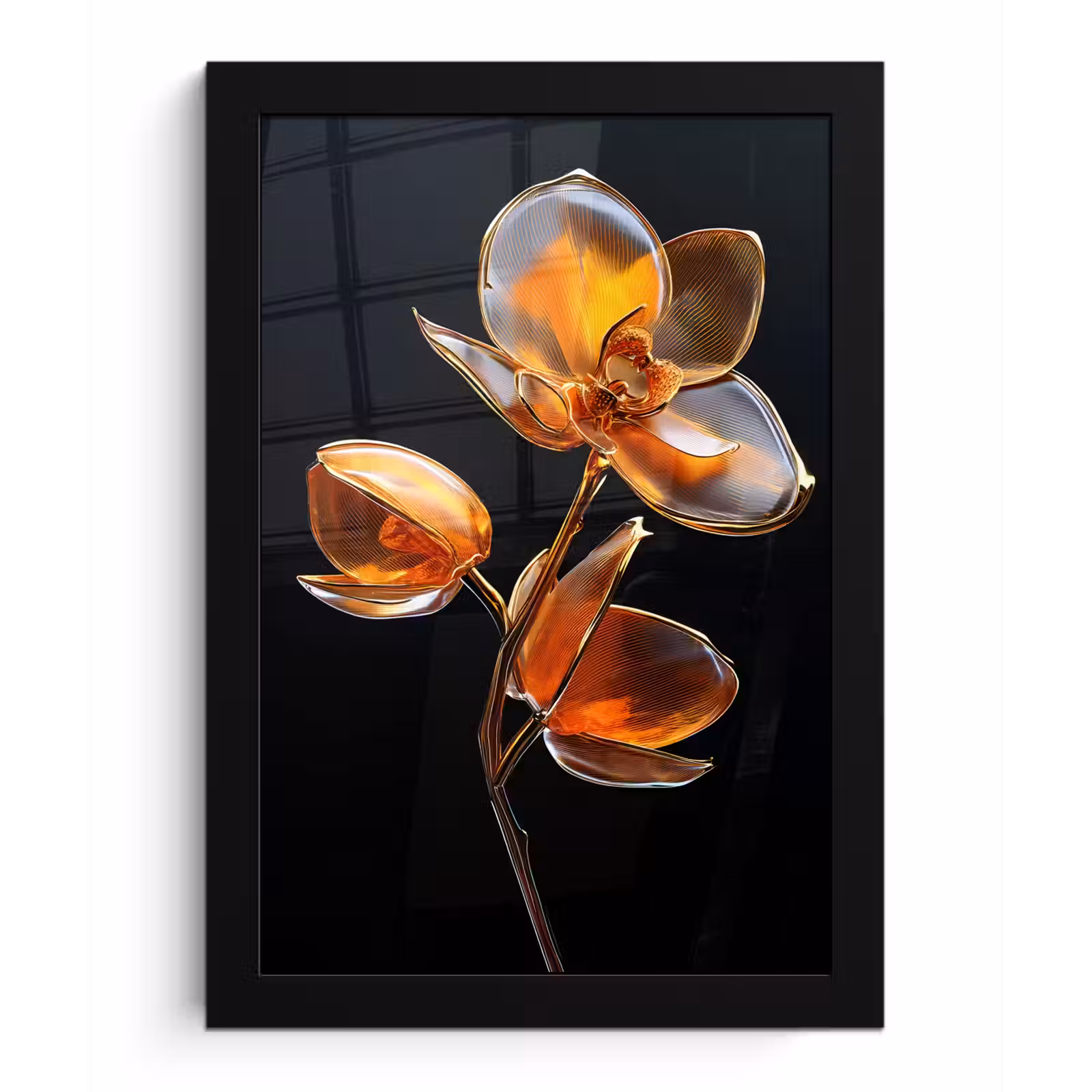 Poster met lijst - Bloem - Orchidee - Oranje — 1