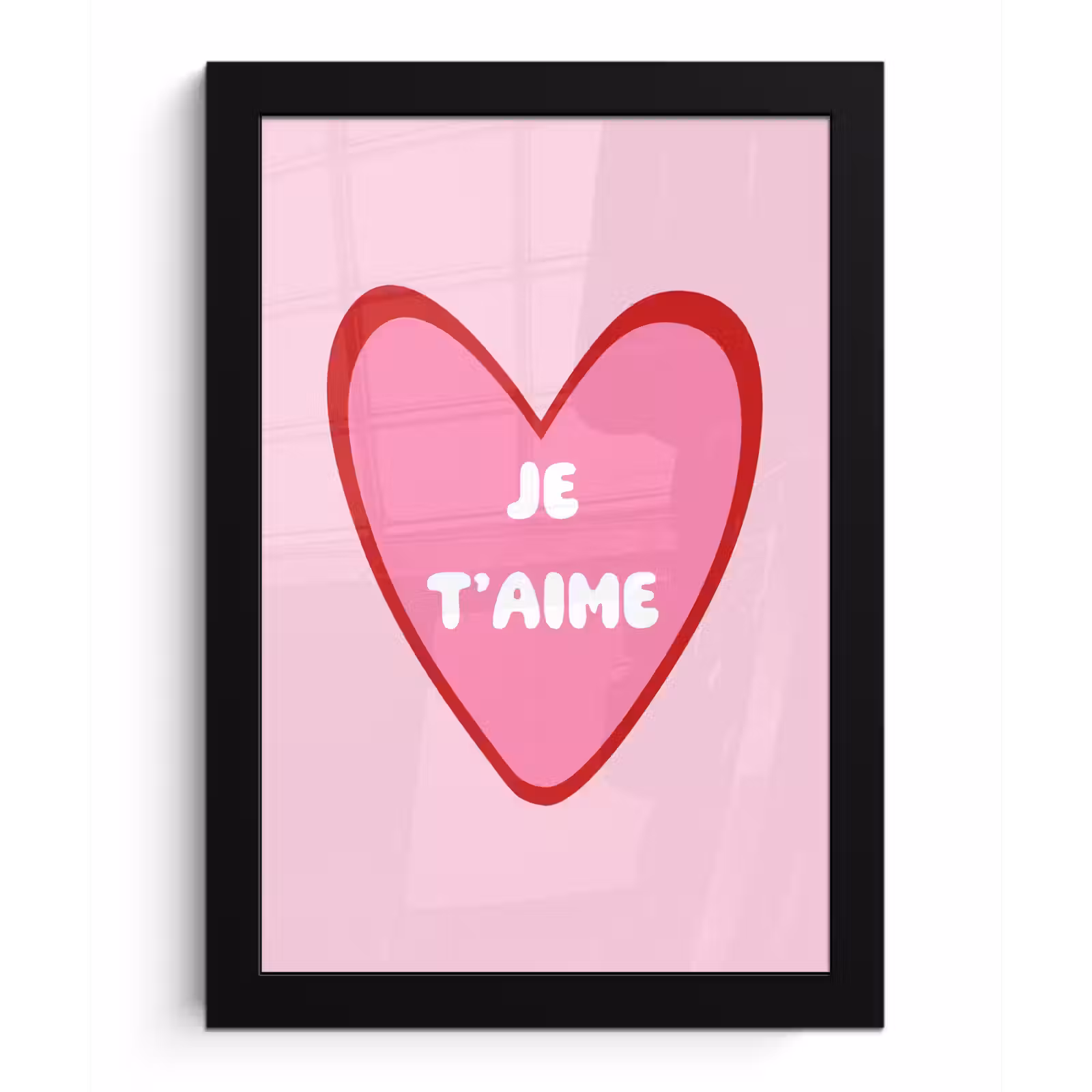 Poster met lijst - Hart - Frans - Valentijn - Roze — 1