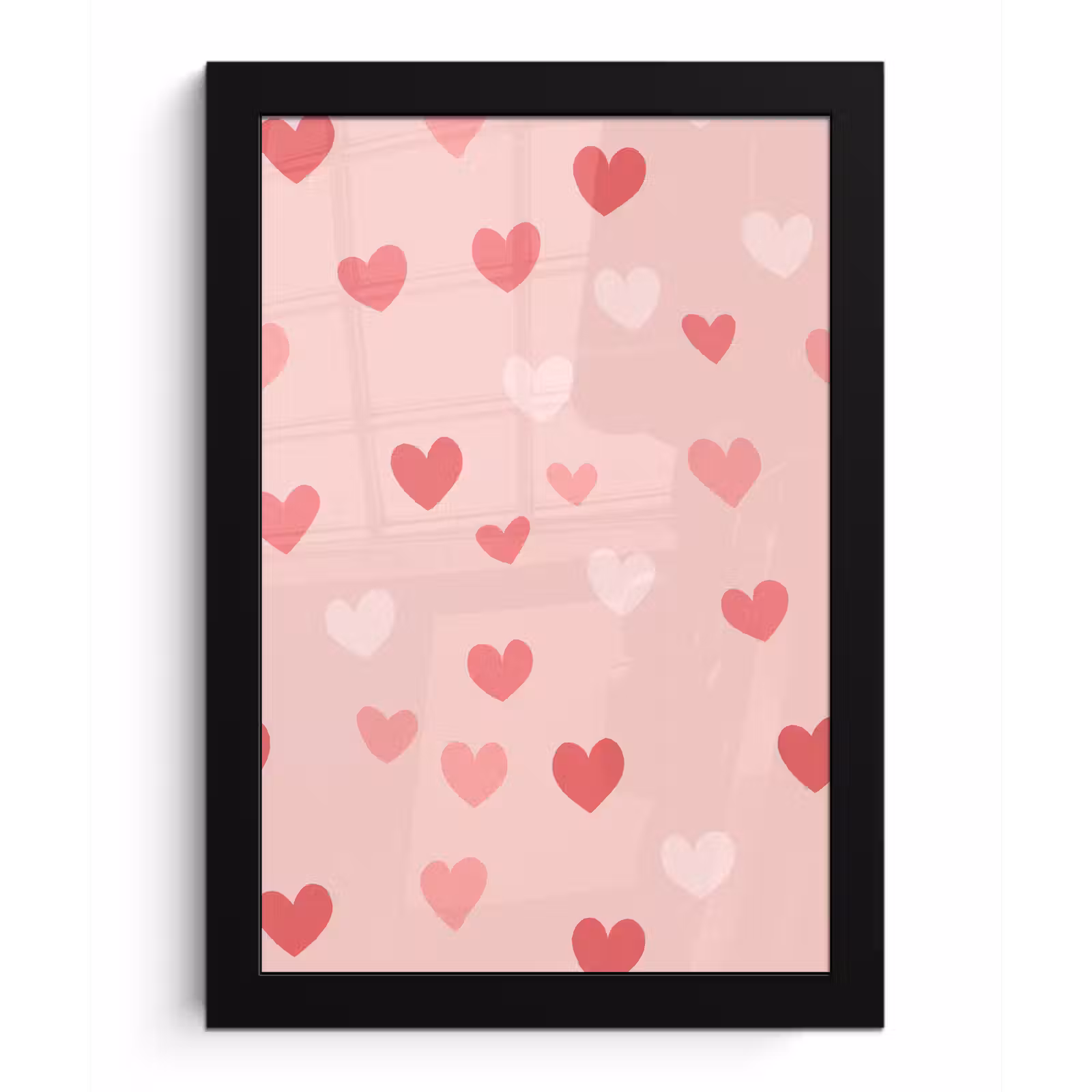 Poster met lijst - Hartjes - Patroon - Roze — 1