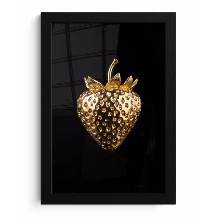 Poster met lijst - Aardbei - Goud - Zwart - Chrome — 1