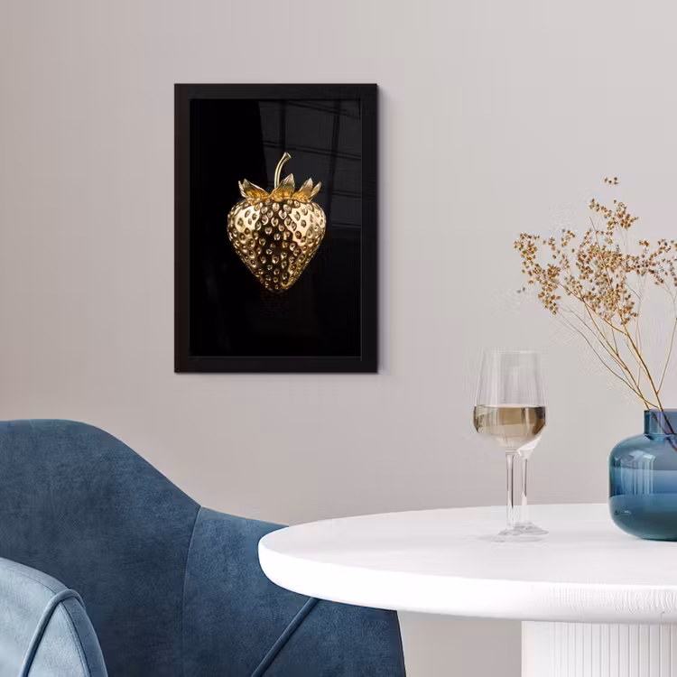 Poster met lijst - Aardbei - Goud - Zwart - Chrome — 2