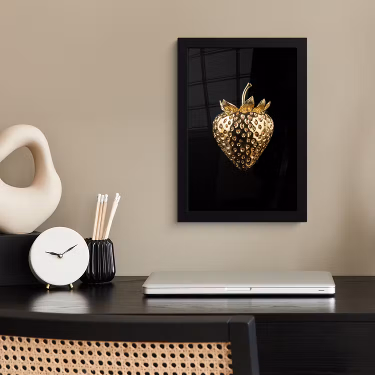 Poster met lijst - Aardbei - Goud - Zwart - Chrome — 3