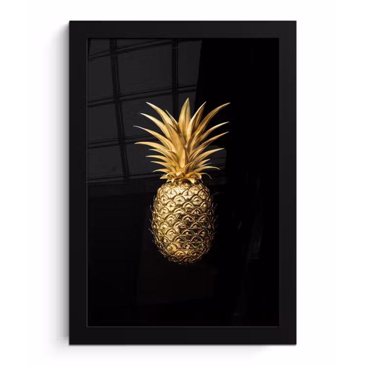 Poster met lijst - Ananas - Zwart - Goud - Luxe — 1