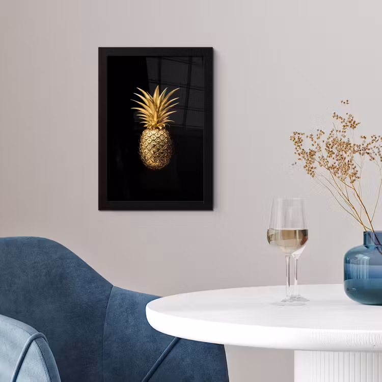 Poster met lijst - Ananas - Zwart - Goud - Luxe — 2