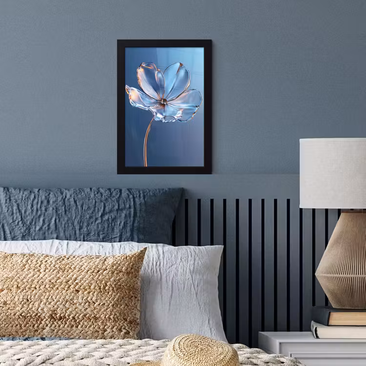 Poster met lijst - Blauw - Bloem - Glazen - Sierlijk — 4