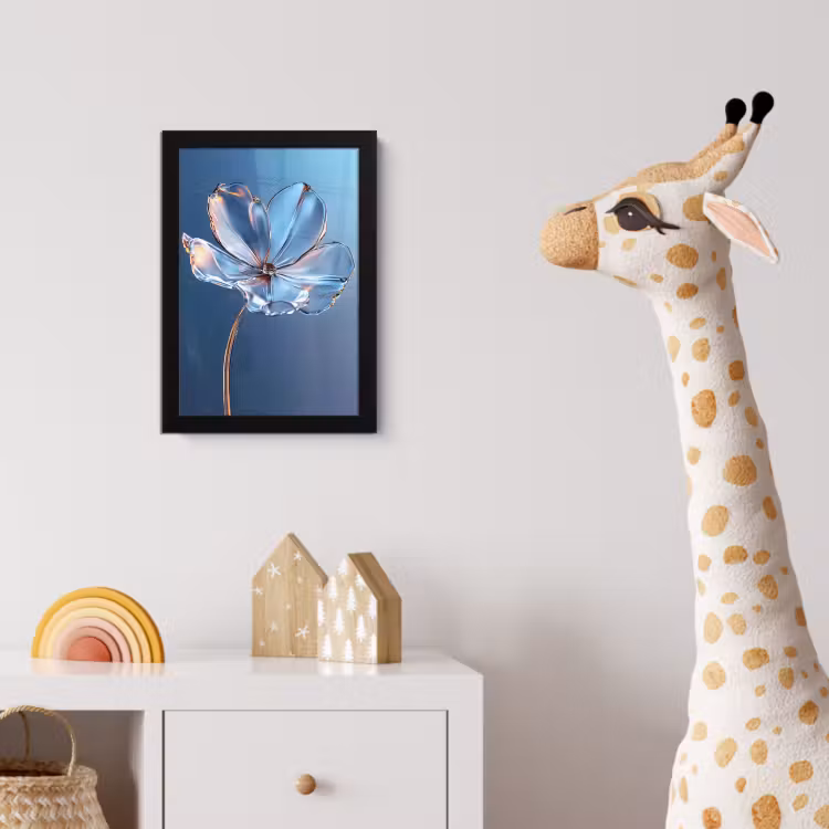 Poster met lijst - Blauw - Bloem - Glazen - Sierlijk — 5