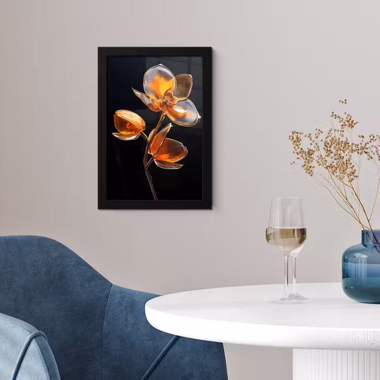 Poster met lijst - Bloem - Orchidee - Oranje — 2