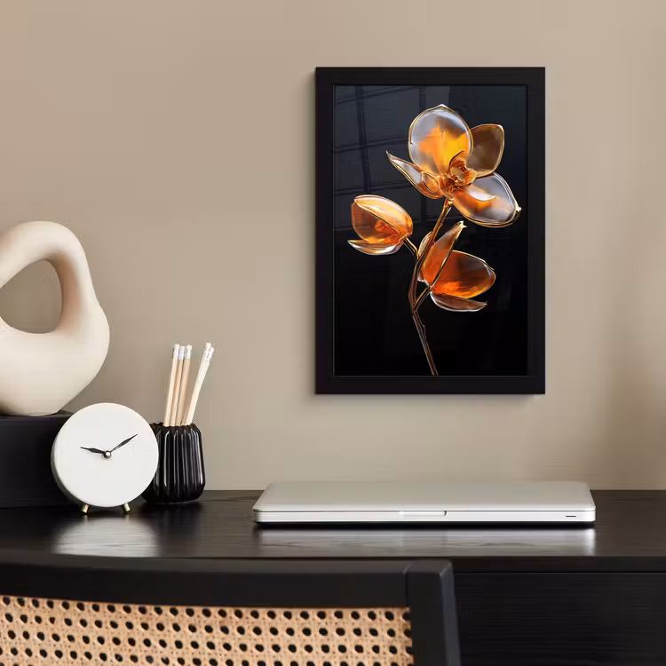 Poster met lijst - Bloem - Orchidee - Oranje — 3