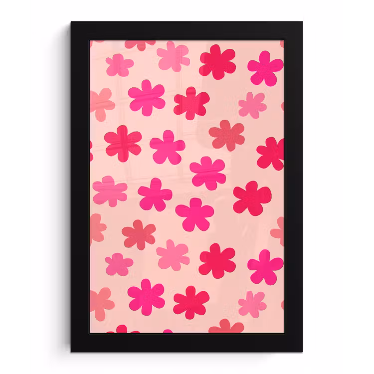 Poster met lijst - Bloemen - Patroon - Roze — 1