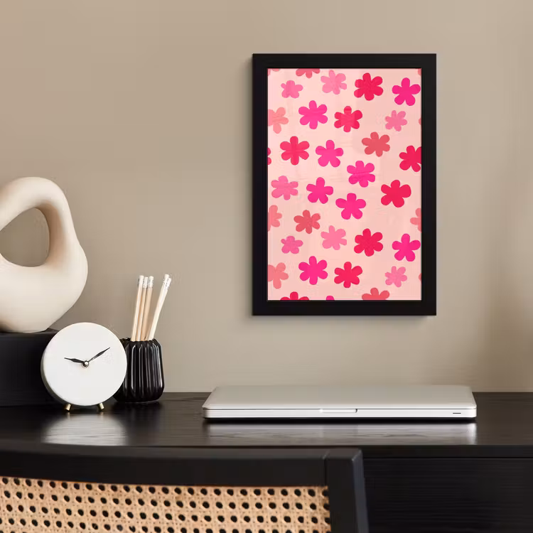 Poster met lijst - Bloemen - Patroon - Roze — 3