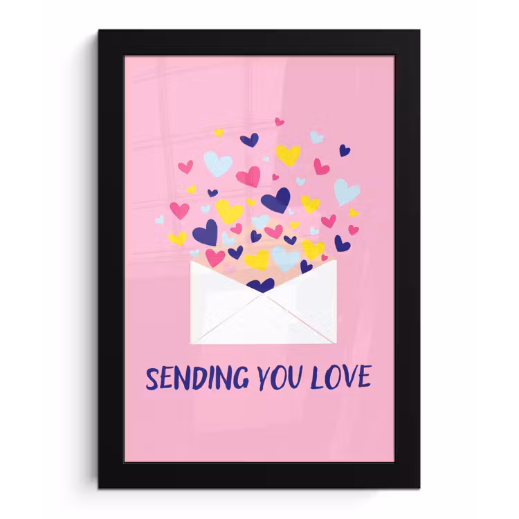 Poster met lijst - Envelop - Love - Hartjes - Valentijn — 1