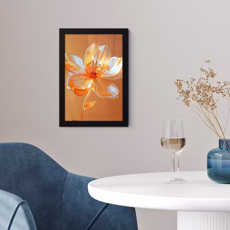 Poster met lijst - Glazen - Bloem - Oranje — 2