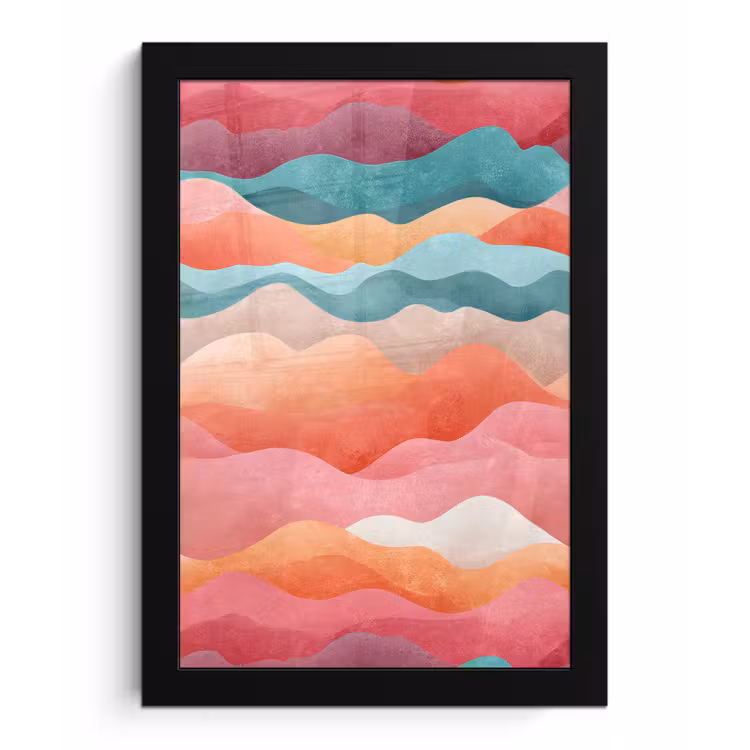 Poster met lijst - Golven - Kleurrijk - Abstract — 1