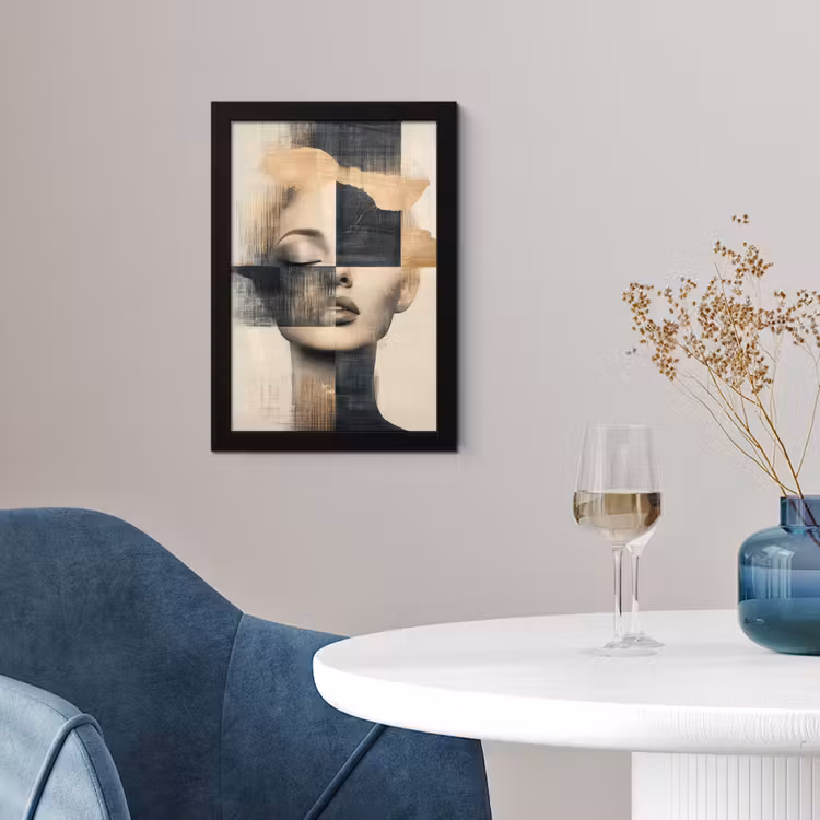 Poster met lijst - Goud - Vrouw - Rechthoeken — 2