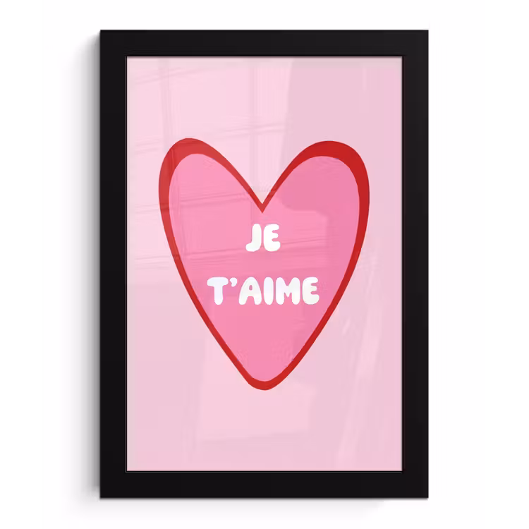 Poster met lijst - Hart - Frans - Valentijn - Roze — 1